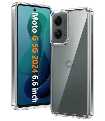 FNTCASE for Motorola Moto G-5G-2024 Case: High Grade Drop Protection Anti Yellowing Cell Phone Cover - Rugged Shockproof Protective Bumper Transparent Cases(Clear) 