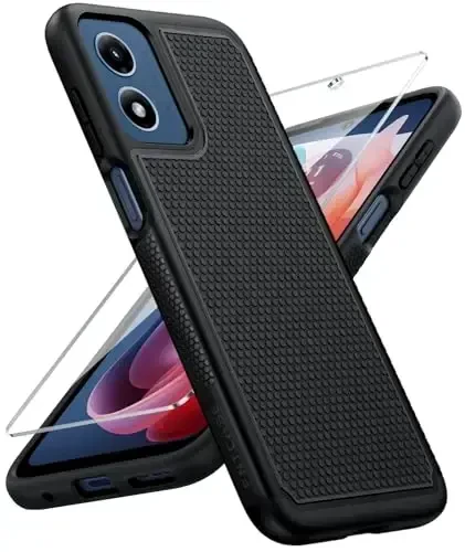 FNTCASE for Motorola Moto G-Play-2024 Case: Dual Layer Protective Heavy Duty Cell Phone Cover Shockproof Rugged with Non Slip Textured Back - Military Protection Bumper Tough (Black) 