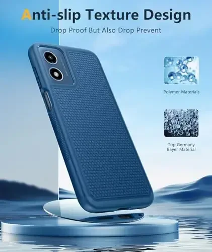 FNTCASE for Motorola Moto G-Play-2024 Case: Dual Layer Protective Heavy Duty Cell Phone Cover Shockproof Rugged with Non Slip Textured Back - Military Protection Bumper Tough (Blue) - 5