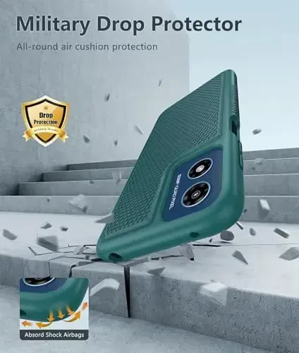 FNTCASE for Motorola Moto G-Play-2024 Case: Dual Layer Protective Heavy Duty Cell Phone Cover Shockproof Rugged with Non Slip Textured Back - Military Protection Bumper Tough (Green) - 4