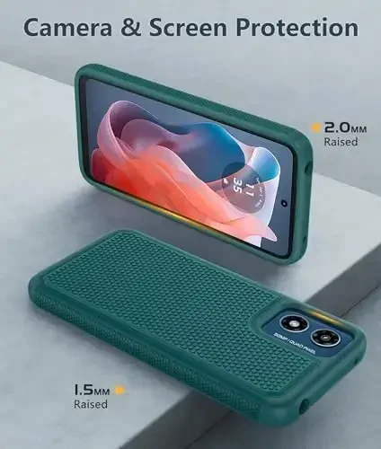 FNTCASE for Motorola Moto G-Play-2024 Case: Dual Layer Protective Heavy Duty Cell Phone Cover Shockproof Rugged with Non Slip Textured Back - Military Protection Bumper Tough (Green) - 6
