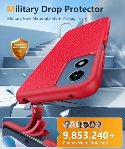 FNTCASE for Motorola Moto G-Play-2024 Case: Dual Layer Protective Heavy Duty Cell Phone Cover Shockproof Rugged with Non Slip Textured Back - Military Protection Bumper Tough (Red) - 4