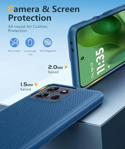 FNTCASE for Motorola Moto G-Power-5G-2025 Case: Dual Layer Protective Heavy Duty Cell Phone Cover Shockproof Rugged with Non Slip Textured Back - Military Protection Bumper Tough 6.8 Inch (Blue) - 1