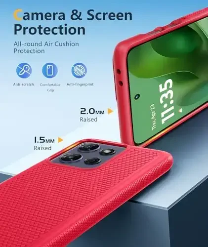 FNTCASE for Motorola Moto G-Power-5G-2025 Case: Dual Layer Protective Heavy Duty Cell Phone Cover Shockproof Rugged with Non Slip Textured Back - Military Protection Bumper Tough 6.8 Inch (Red) - 6
