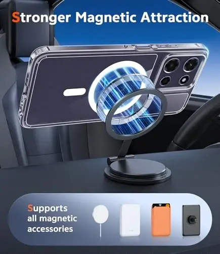 FNTCASE for Motorola Moto G-Power-5G-2026 Case: for Moto G Power 2025 Case Clear Slim Anti Yellowing Cell Phone Cover - Rugged Shockproof Protective Bumper Transparent Phonecase (Clear Magnetic) - 4