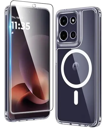 FNTCASE for Motorola Moto G-Power-5G-2026 Case: for Moto G Power 2025 Case Clear Slim Anti Yellowing Cell Phone Cover - Rugged Shockproof Protective Bumper Transparent Phonecase (Clear Magnetic) - FNTCASE