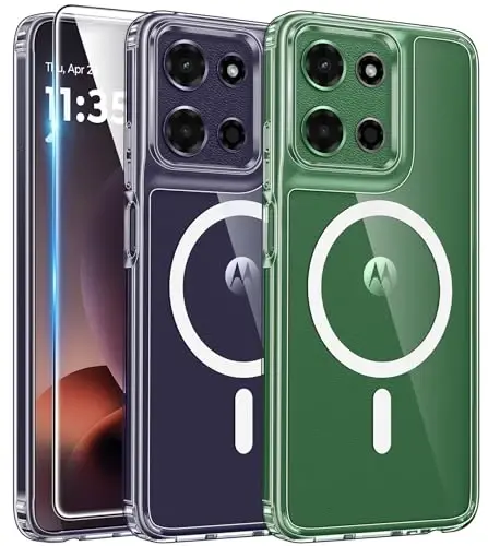 FNTCASE for Motorola Moto G-Power-5G-2026 Case: for Moto G Power 2025 Case Clear Slim Anti Yellowing Cell Phone Cover - Rugged Shockproof Protective Bumper Transparent Phonecase (Clear Magnetic) - 1