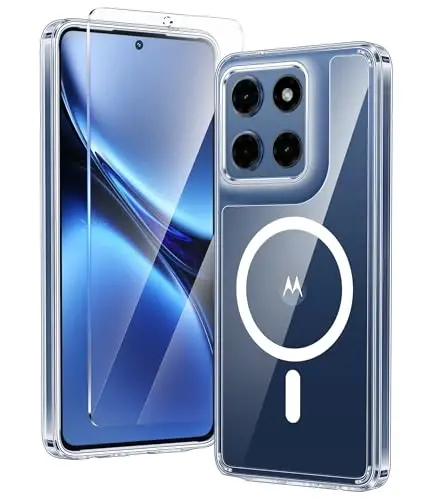 FNTCASE for Motorola Moto G Stylus-2025/Stylus-2026 Case: Clear Magnetic Military Grade Drop Protection Anti Yellowing Cell Phone Cover - Rugged Shockproof Protective Bumper Transparent Cases(Clear) 