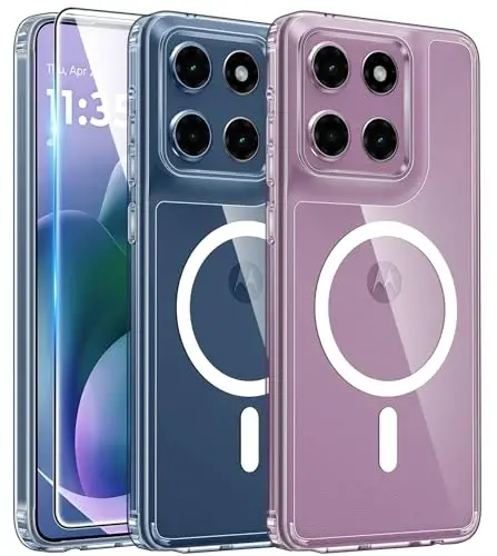 FNTCASE for Motorola Moto G Stylus-2026/2025 Case: Clear Magnetic Case with Screen Protector Military Grade Drop Anti Yellowing Cell Phone Cover - Shockproof Protective Bumper Transparent Cases(Clear) - 4