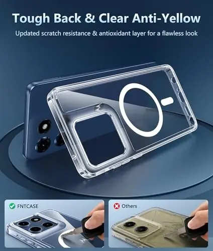 FNTCASE for Motorola Moto G Stylus-2025/Stylus-2026 Case: Clear Magnetic Military Grade Drop Protection Anti Yellowing Cell Phone Cover - Rugged Shockproof Protective Bumper Transparent Cases(Clear) - 5