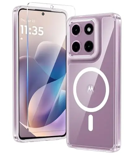 FNTCASE for Motorola Moto G Stylus-2026/2025 Case: Clear Magnetic Case with Screen Protector Military Grade Drop Anti Yellowing Cell Phone Cover - Shockproof Protective Bumper Transparent Cases(Clear) 