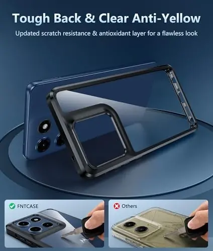 FNTCASE for Motorola Moto G Stylus-2025/Stylus-2026 Case: Military Grade Drop Protection Anti Yellowing Cell Phone Cover - Rugged Shockproof Protective Bumper Transparent Cases(Black) - 5