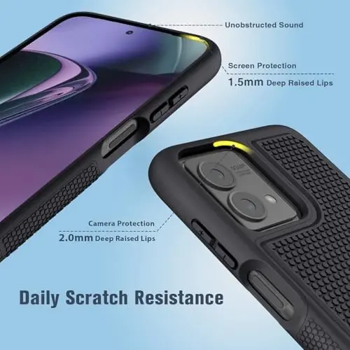 FNTCASE for Motorola Moto G-Stylus-5G-2023 Case: Dual Layer Shockproof Protective Phone Cover | Anti Slip Textured Back | Military Protection Bumper | Soft Slim Lightweight Rugged Black - 4