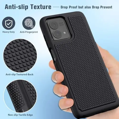 FNTCASE for Motorola Moto G-Stylus-5G-2023 Case: Dual Layer Shockproof Protective Phone Cover | Anti Slip Textured Back | Military Protection Bumper | Soft Slim Lightweight Rugged Black - 5