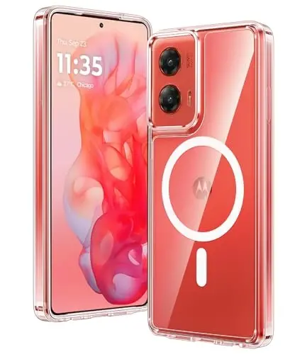 FNTCASE for Motorola Moto-G Stylus-5G-2024 Case: Magnetic Military Grade Drop Protection Anti Yellowing Cell Phone Cover - Rugged Shockproof Transparent Cases(Clear) 