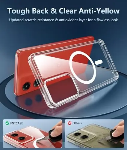 FNTCASE for Motorola Moto-G Stylus-5G-2024 Case: Magnetic Military Grade Drop Protection Anti Yellowing Cell Phone Cover - Rugged Shockproof Transparent Cases(Clear) - 4