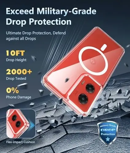 FNTCASE for Motorola Moto-G Stylus-5G-2024 Case: Magnetic Military Grade Drop Protection Anti Yellowing Cell Phone Cover - Rugged Shockproof Transparent Cases(Clear) - 5