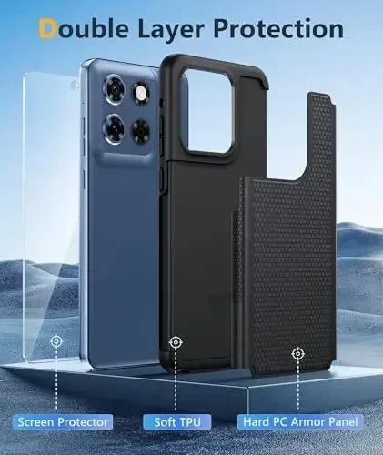 FNTCASE for Motorola Moto G-Stylus-5G-2025 Case: Dual Layer Protective Heavy Duty Cell Phone Cover Shockproof Rugged with Non Slip Textured Back - Military Protection Bumper Tough - 6.7 inch (Black) - 3