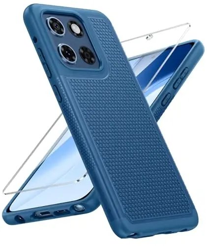 FNTCASE for Motorola Moto G-Stylus-5G-2025 Case: Dual Layer Protective Heavy Duty Cell Phone Cover Shockproof Rugged with Non Slip Textured Back - Military Protection Bumper Tough - 6.7 inch (Blue) 