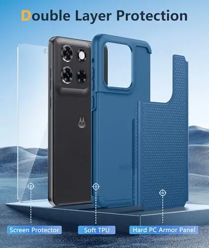FNTCASE for Motorola Moto G-Stylus-5G-2025 Case: Dual Layer Protective Heavy Duty Cell Phone Cover Shockproof Rugged with Non Slip Textured Back - Military Protection Bumper Tough - 6.7 inch (Blue) - 3
