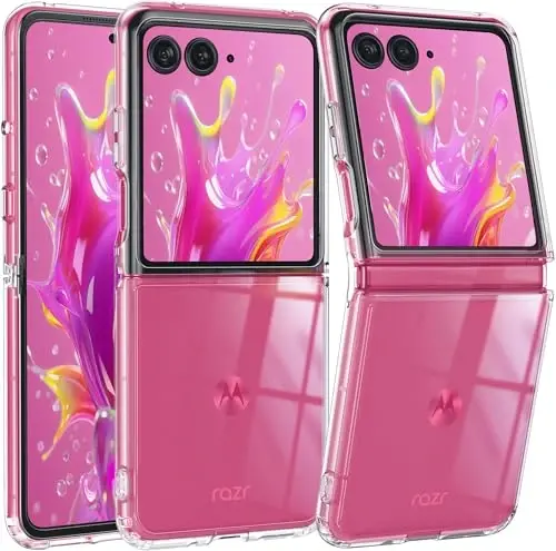 FNTCASE for Motorola Moto Razr-Ultra-2025 Case: Lightweight Military Grade Cell Phone Protective Cover Flexible Anti Yellowing Durable Rugged DropProof Shockproof TPU Crystal (Clear) 