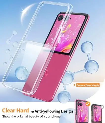 FNTCASE for Motorola Moto Razr-Ultra-2025 Case: Lightweight Military Grade Cell Phone Protective Cover Flexible Anti Yellowing Durable Rugged DropProof Shockproof TPU Crystal (Clear) - 3