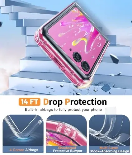 FNTCASE for Motorola Moto Razr-Ultra-2025 Case: Lightweight Military Grade Cell Phone Protective Cover Flexible Anti Yellowing Durable Rugged DropProof Shockproof TPU Crystal (Clear) - 4