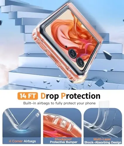 FNTCASE for Motorola Razr 2026/2025/2024 Case: for Moto Razr 2026/2025/2024 Case Clear Military Grade Drop Protection Anti Yellowing Phone Cover - Rugged Shockproof Protective Transparent - 4