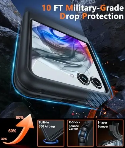 FNTCASE for Motorola Razr 2025/2024 Case: for Moto Razr 2025/2024 Case Translucent Matte Slim Lightweight Scratch-Resistant Cell Phone Protective Cover Durable Rugged Drop-Proof Shockproof TPU Black - FNTCASE (1)