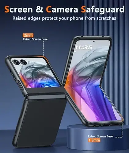 FNTCASE for Motorola Razr 2025/2024 Case: for Moto Razr 2025/2024 Case Translucent Matte Slim Lightweight Scratch-Resistant Cell Phone Protective Cover Durable Rugged Drop-Proof Shockproof TPU Black - 4