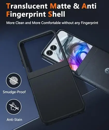 FNTCASE for Motorola Razr 2025/2024 Case: for Moto Razr 2025/2024 Case Translucent Matte Slim Lightweight Scratch-Resistant Cell Phone Protective Cover Durable Rugged Drop-Proof Shockproof TPU Black - 5