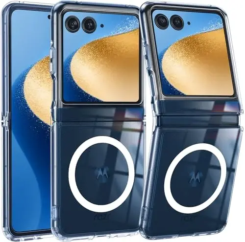 FNTCASE for Motorola Razr 2025/2024 Case: Magnetic for Moto Razr 2025/2024 Case Clear Military Grade Drop Protection Anti Yellowing Cell Phone Cover - Rugged Shockproof Protective Bumper Transparent 