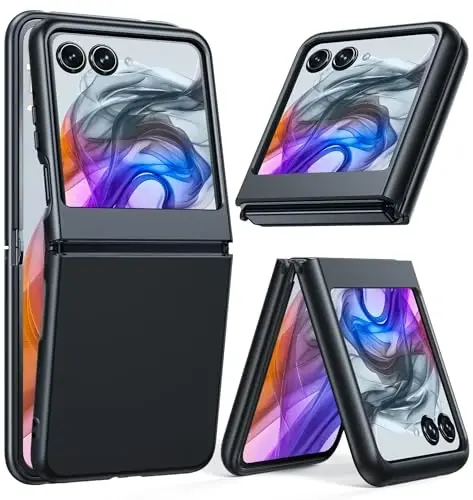 FNTCASE for Motorola Razr 2025/2024 Case: for Moto Razr 2025/2024 Case Translucent Matte Slim Lightweight Scratch-Resistant Cell Phone Protective Cover Durable Rugged Drop-Proof Shockproof TPU Black 