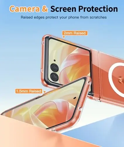 FNTCASE for Motorola Razr 2025/2024 Case: Magnetic for Moto Razr 2025/2024 Case Clear Military Grade Drop Protection Anti Yellowing Cell Phone Cover - Rugged Shockproof Protective Bumper Transparent - 5