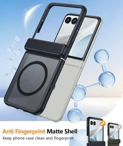 FNTCASE for Motorola Razr 2026 Case: Moto Razr 2025 Case [Hinge Protection] Translucent Matte Cases [Compatible with Magsafe] [Screen Protector] Military Grade Shockproof Protective Phone Cover - 5