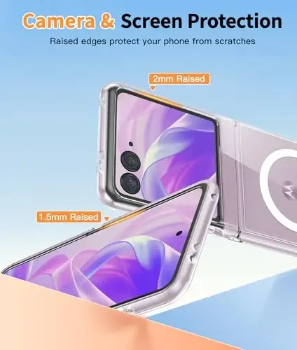 FNTCASE for Motorola Razr 2026/2025 Case: for Moto Razr 2024 Case Magnetic Clear Cases with Screen Protector Anti Yellowing Cell Phone Cover - Shockproof Protective Bumper Transparent Phonecase - 4