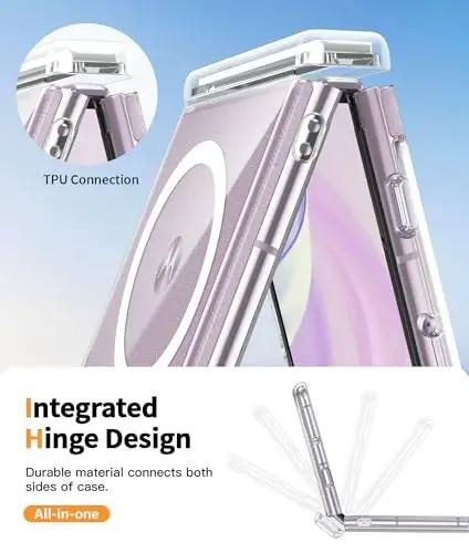 FNTCASE for Motorola Razr 2026/2025 Case: for Moto Razr 2024 Case with Hinge Protection & Screen Protector Magnetic Clear Cases Anti Yellowing Shockproof Protective Transparent Cell Phone Cover - 3