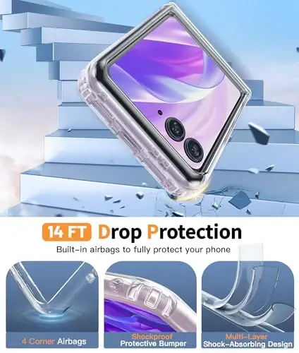 FNTCASE for Motorola Razr 2026/2025 Case: for Moto Razr 2024 Case with Hinge Protection & Screen Protector Magnetic Clear Cases Anti Yellowing Shockproof Protective Transparent Cell Phone Cover - 4
