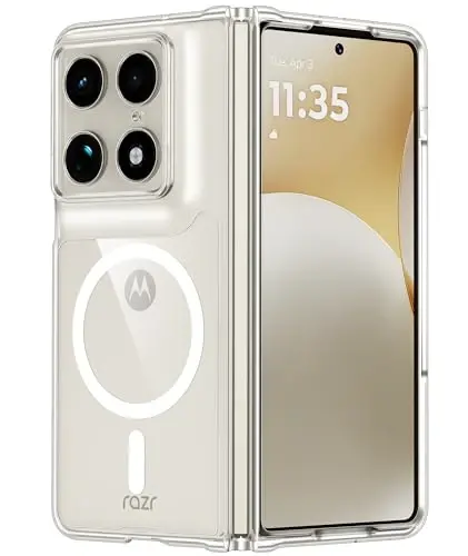 FNTCASE for Motorola Razr Fold Case: Magnetic Clear Cases Compatible with Magsafe Military Grade Drop Anti Yellowing Cell Phone Cover - Shockproof Protection Bumper Transparent Phonecase - FNTCASE