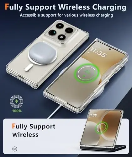 FNTCASE for Motorola Razr Fold Case: Magnetic Clear Cases Compatible with Magsafe Military Grade Drop Anti Yellowing Cell Phone Cover - Shockproof Protection Bumper Transparent Phonecase - 5