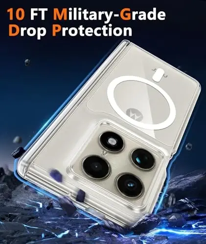 FNTCASE for Motorola Razr Fold Case: Magnetic Clear Cases with Hinge Protection Military Grade Drop Protective Anti Yellowing Cell Phone Cover - Shockproof Bumper Transparent Phonecase - 4