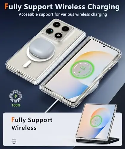 FNTCASE for Motorola Razr Fold Case: Magnetic Clear Cases with Hinge Protection Military Grade Drop Protective Anti Yellowing Cell Phone Cover - Shockproof Bumper Transparent Phonecase - 5