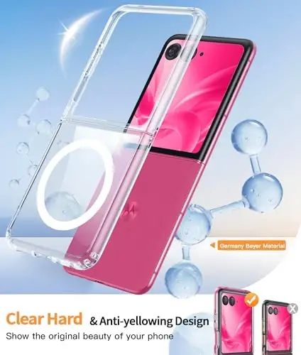 FNTCASE for Motorola Razr Plus 2025/2024 Case: for Magnetic Moto Razr Plus 2025/2024 Case Clear Military Grade Drop Protection Cell Phone Cover Anti Yellowing Rugged Protective Bumper Transparent - 4