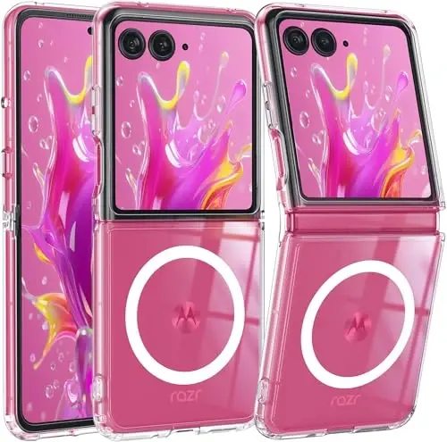 FNTCASE for Motorola Razr-Ultra-2025 Magnetic Case: Lightweight Military Grade Drop Protection Anti Yellowing Cell Phone Cover Flexible Durable Rugged Shockproof TPU Crystal (Clear) - FNTCASE