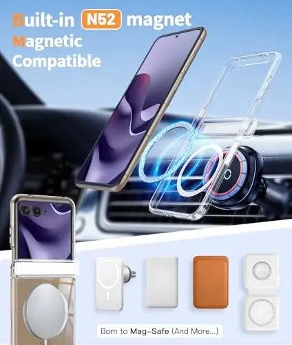 FNTCASE for Motorola Razr-Ultra-2026/2025 Magsafe Case: Military Grade Drop Protection, Hinge Protection, Anti Yellowing Cell Phone Cover - Rugged Shockproof Protective Transparent Phonecase(Clear) - 4