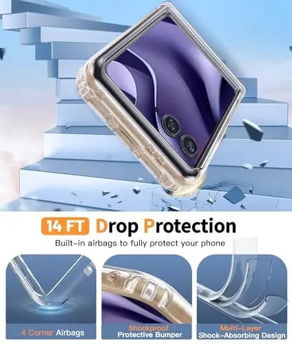 FNTCASE for Motorola Razr-Ultra-2026/2025 Magsafe Case: Military Grade Drop Protection, Hinge Protection, Anti Yellowing Cell Phone Cover - Rugged Shockproof Protective Transparent Phonecase(Clear) - 5