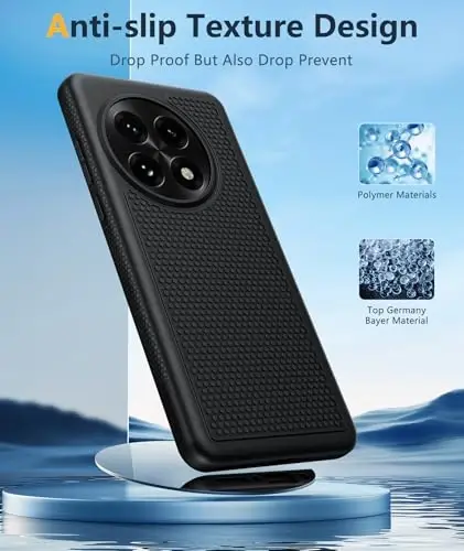 FNTCASE for OnePlus 13 Case: 14FT Heavy Duty Military Grade Drop Protection for One Plus 13 Case, Non-Slip Anti-Fingerprint Shockproof Matte Soft TPU Phone Cover - Black - 5