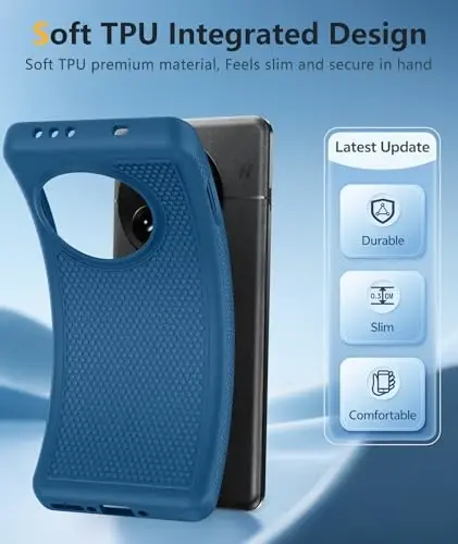FNTCASE for OnePlus 13 Case: 14FT Heavy Duty Military Grade Drop Protection for One Plus 13 Case, Non-Slip Anti-Fingerprint Shockproof Matte Soft TPU Phone Cover - Blue - 3