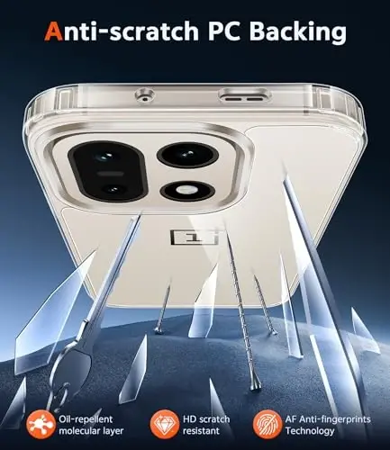 FNTCASE for Oneplus 15 Case Clear: One Plus 15 Phone Cases with Screen Protector Slim Anti Yellowing Military Grade Drop Protection Rugged Shockproof Protective Transparent Cell Cover (Clear) - 5