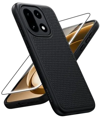 FNTCASE for OnePlus 15 Case - for One Plus 15 Military Grade Drop Protection, 14ft Drop Tested, Screen Protector Included, Anti-Slip Anti-Fingerprint Matte Textured, Soft TPU Shockproof Cover (Black) - 1
